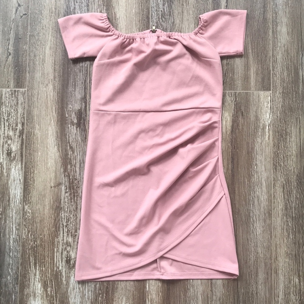 Pale pink strapless dress